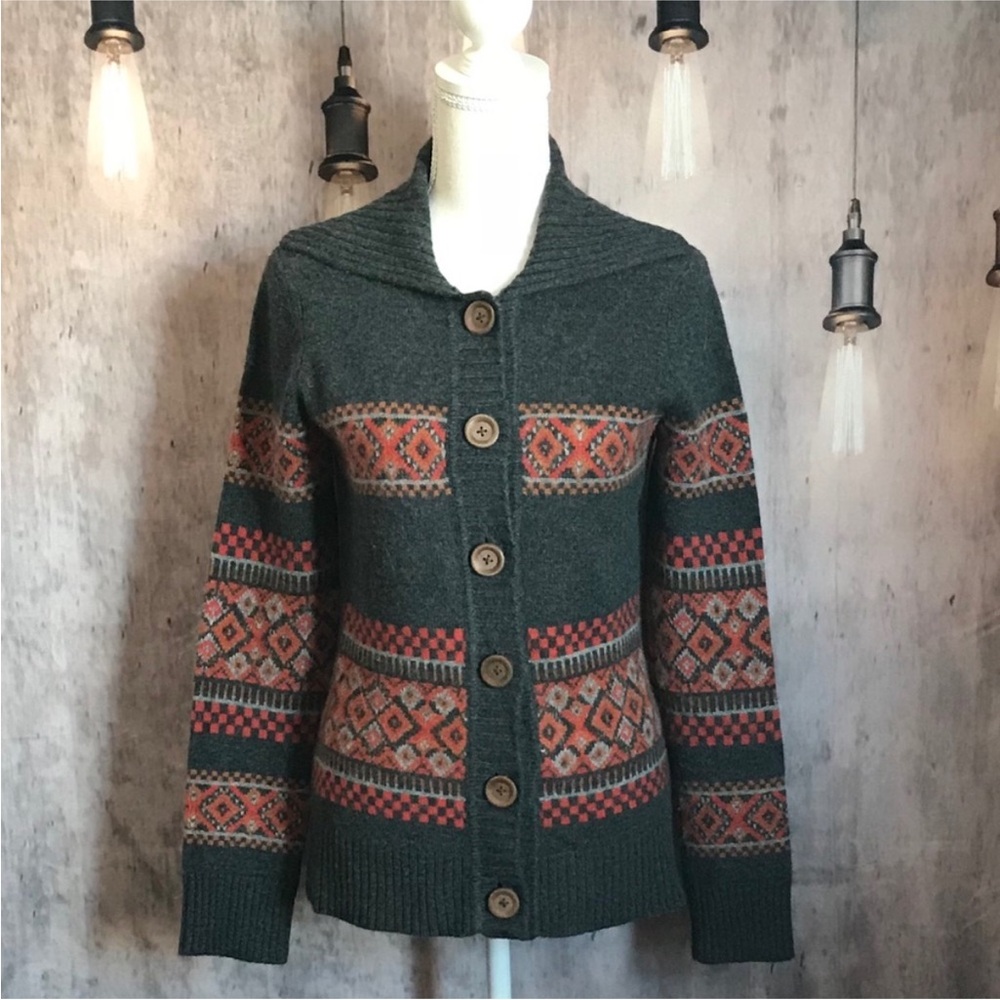 Gianni Bini Cashmere Nordic Iceland Style LL Bean inspired Cardigan size L VGUC